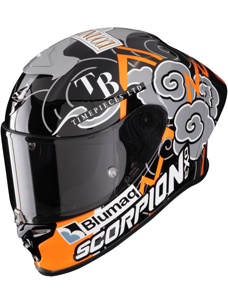 Kask integralny Scorpion EXO-R1 EVO Air FIM Racing Replica Aron 2024 czarno-szaro-pomarańczowy