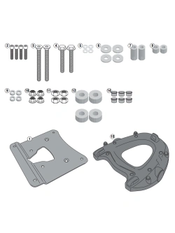 Stelaż pod kufer centralny Monokey Kappa Piaggio MP3 300/ 500 IE Sport/ Business (14-17) [płyta Monokey w zestawie]