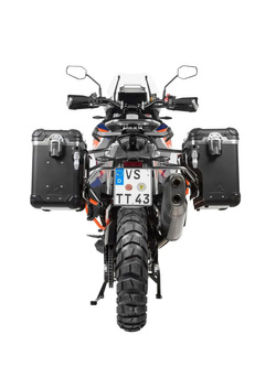 Zestaw: kufry boczne czarne "And-Black" Zega Evo X + stelaże srebne Touratech KTM Super Adventure 1290 S/R (21-24) [poj.: 38+38l]