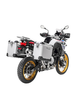 Zestaw: kufry boczne z anodowanego aluminium "And-S" Zega Pro + stelaże srebrne Touratech BMW F850GS/ Adventure/ F750GS/ F900GS Adventure/ F800GS (24-) (38+45L)