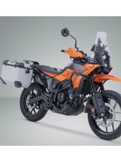 Zestaw: kufry boczne TRAX ADV + stelaże PRO SW-Motech KTM (wybrane modele) srebrne [poj.: 2 x 45 L]