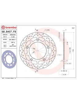 Tarcza Hamulcowa Brembo Serie Oro Fixed Prime Line Yamaha T-Max 530 (12-)/ 560 (20-)/ Tech Max (20-) [śr. 220 mm]
