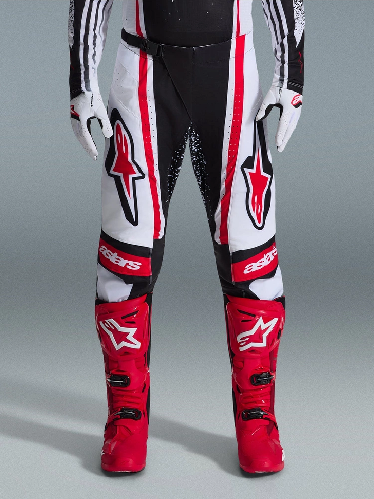 Spodnie cross Alpinestars MX Techstar Nomur biało-czarno-czerwone