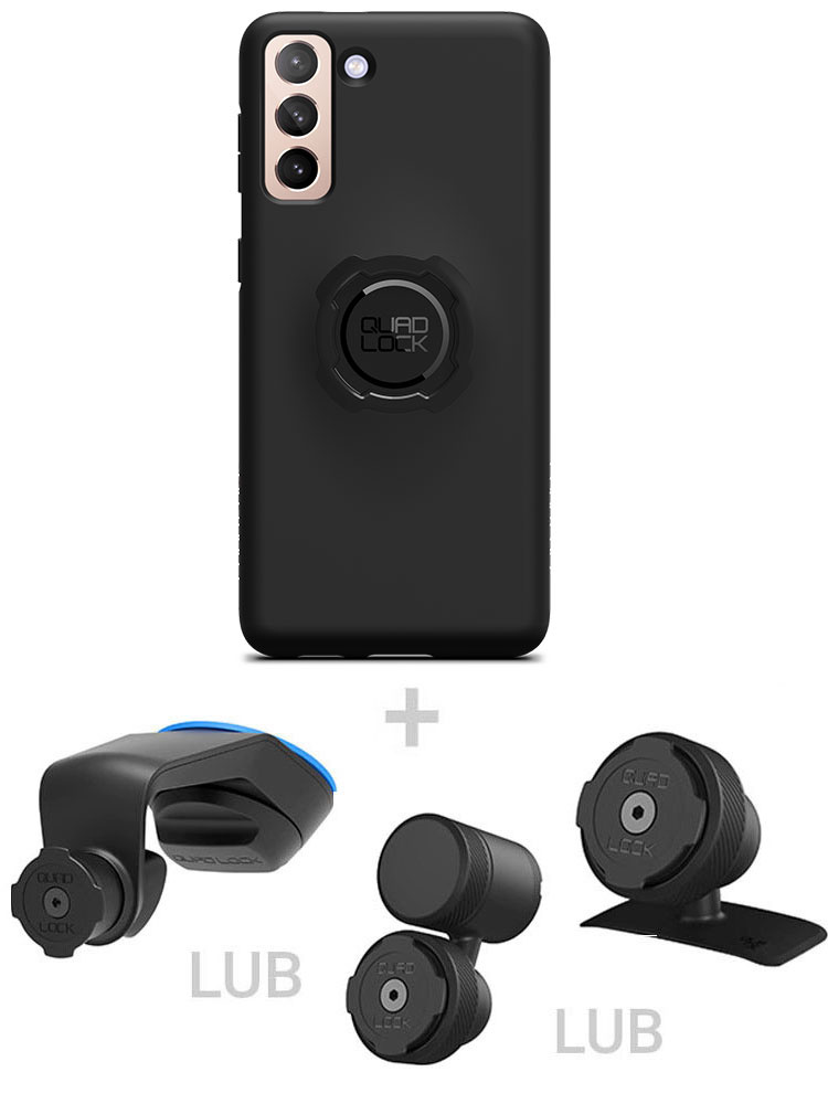 Zestaw do samochodu: etui na telefon Samsung Galaxy S21+ + mocowanie Quad Lock