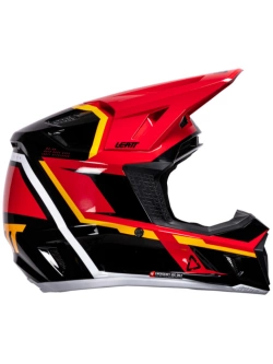 Kask enduro Leatt Moto 7.5 V25 czarno-czerwono-pomarańczowy z goglami czarno-czerwonymi
