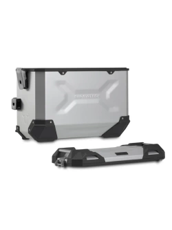 Zestaw: kufry boczne TRAX ADV + stelaże PRO SW-Motech Suzuki GSX-S 1000 GX srebrne [poj.: 2 x 45 L]