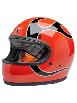 Kask integralny Biltwell Gringo Flames pomarańczowo-biało-czarny