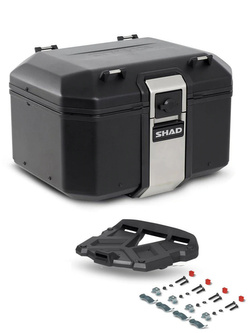 Kufer centralny aluminiowy Shad Terra TR48 + duża plastikowa płyta montażowa [pojemność: 48 l] czarny
