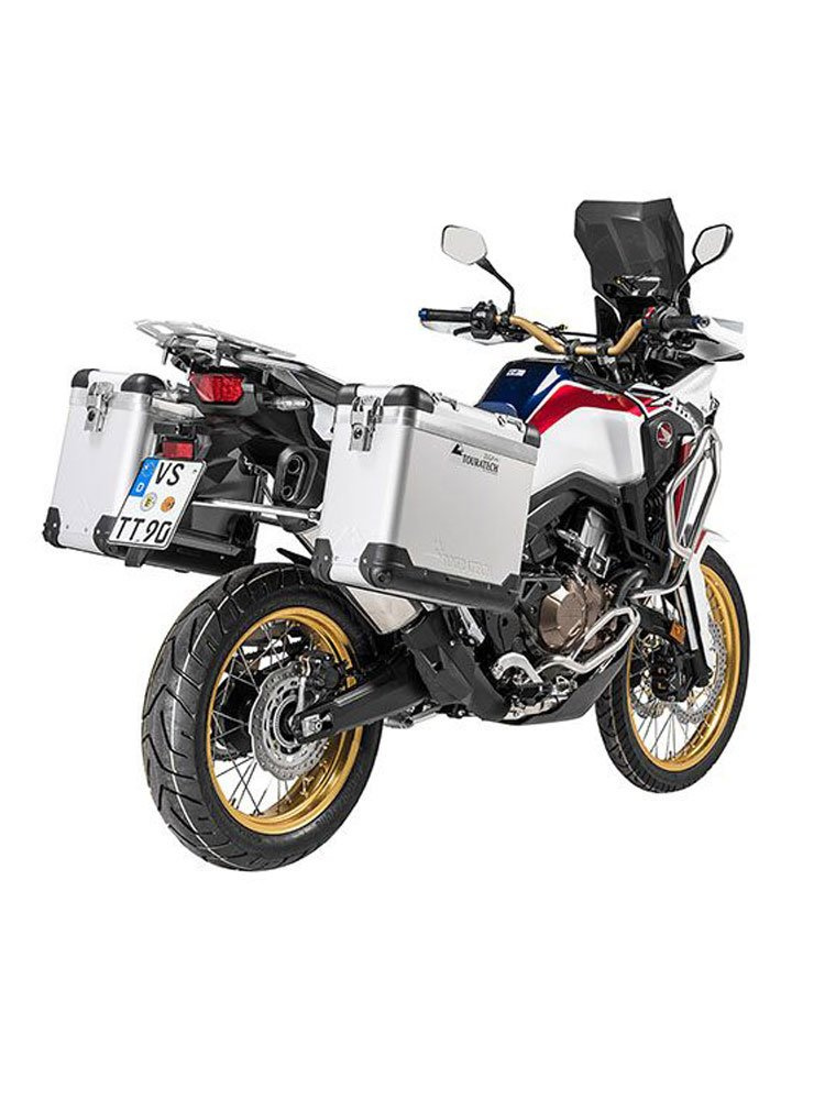 Zestaw: kufry boczne z anodowanego aluminium "And-S" Zega Pro + stelaże srebrne Touratech Honda CRF1000L Africa Twin (18-22) /CRF1000L Adventure Sports (31+38L)