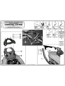 Stelaż pod kufer centralny Monokey, Monolock Kappa Kawasaki ZZR 1400 (12-21) [bez płyty montażowej]