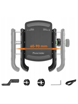 Uchwyt motocyklowy na telefon Biketec, montowany na kierownicę/ lusterko czarny [Typ: R9-METAL] 