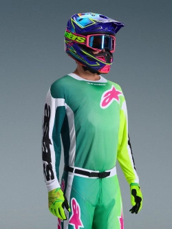 Bluza cross Alpinestars MX Racer Portl zielono-biało-różowa