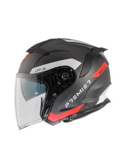 Kask otwarty Premier JT5 Carbon MA 2 BM czarno-biało-czerwony