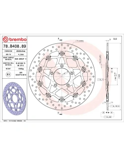 Tarcza Hamulcowa Brembo Serie Oro Floating Prime Line MV Agusta F4 (10-)/ Brutale 1000 (19-)/ RR (20-)/ 1090 RR (10-) [śr. 320 mm]