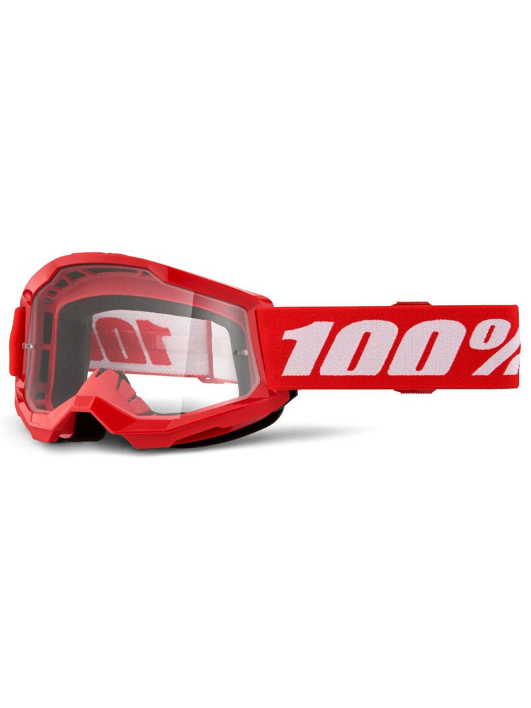 Gogle motocyklowe 100% Strata 2 z przezroczystą szybką czerwono-białe