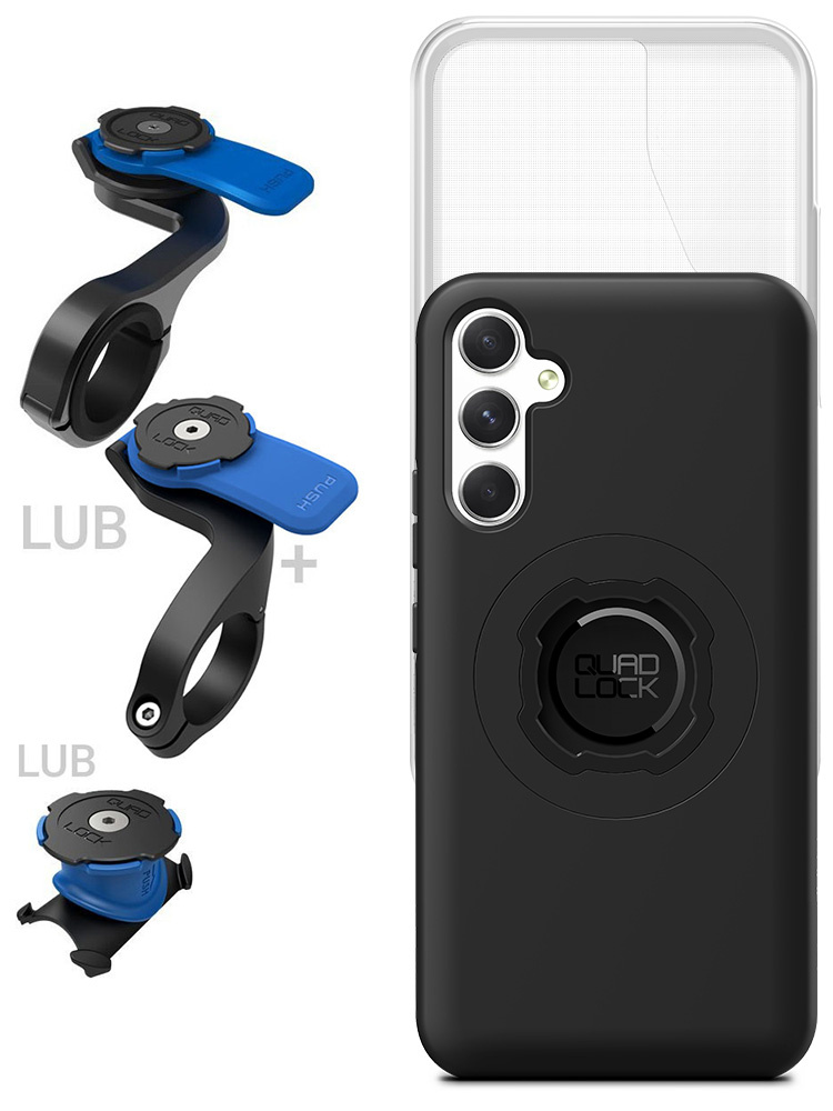 Zestaw rowerowy: etui MAG na telefon Samsung Galaxy A34 (magnetyczne) + wodoodporny pokrowiec MAG + mocowanie Quad Lock