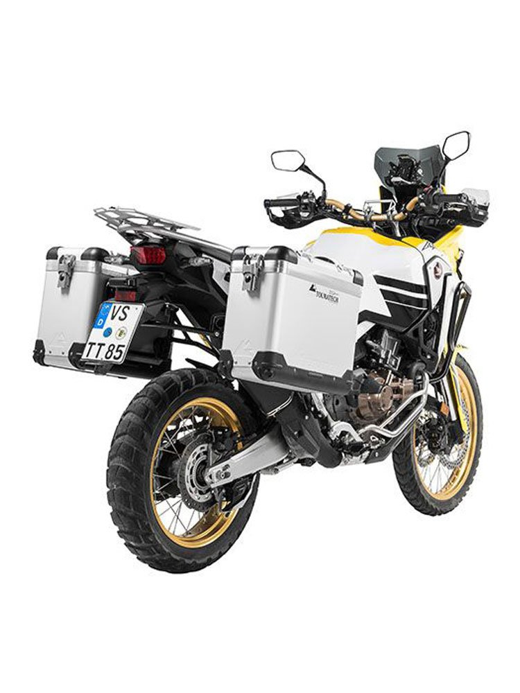 Zestaw: kufry boczne z anodowanego aluminium "And-S" Zega Pro + stelaże czarne Touratech Honda CRF1000L Africa Twin (18-22) /CRF1000L Adventure Sports (31+38L)