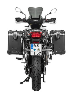Zestaw: kufry boczne z anodowanego aluminium czarne Zega Evo X + stelaże srebne Touratech BMW F850GS/ Adventure/ F750GS/ F900GS Adventure/ F800GS (24-) (2 x 38L)