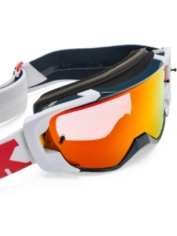 Gogle motocyklowe Fox Vue Core z lustrzaną czerwoną szybką, biało-czarno-czerwone