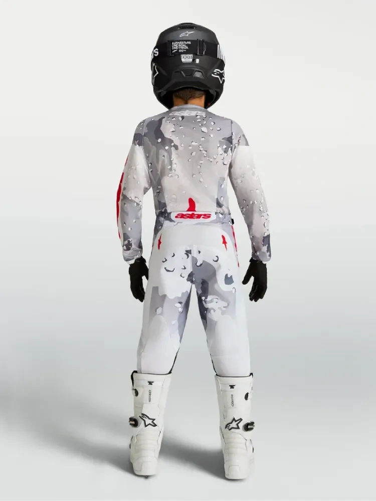 Spodnie cross dziecięce Alpinestars MX Fluid Lone biało-szaro-czerwone