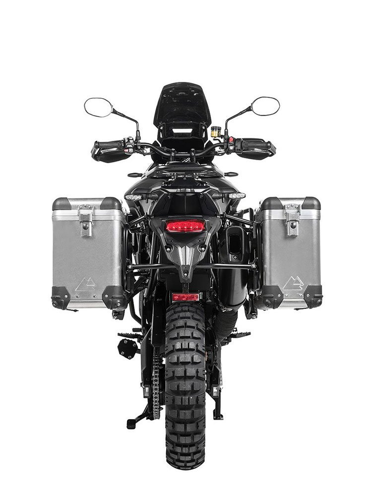 Zestaw: kufry boczne aluminiowe srebrne Zega Pro + stelaże czarne Touratech Triumph Tiger 900 Rally / Pro / GT / GT Pro (20-) (31+38L)