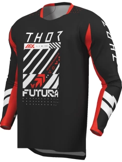 Bluza enduro dziecięca Thor Launchmode Futura czarno-czerwona