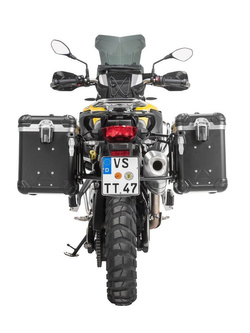 Zestaw: kufry boczne z anodowanego aluminium czarne "And-Black" Zega Evo + stelaże czarne Touratech BMW F850GS/ Adventure/ F750GS/ F900GS Adventure/ F800GS (24-) (38+45L)