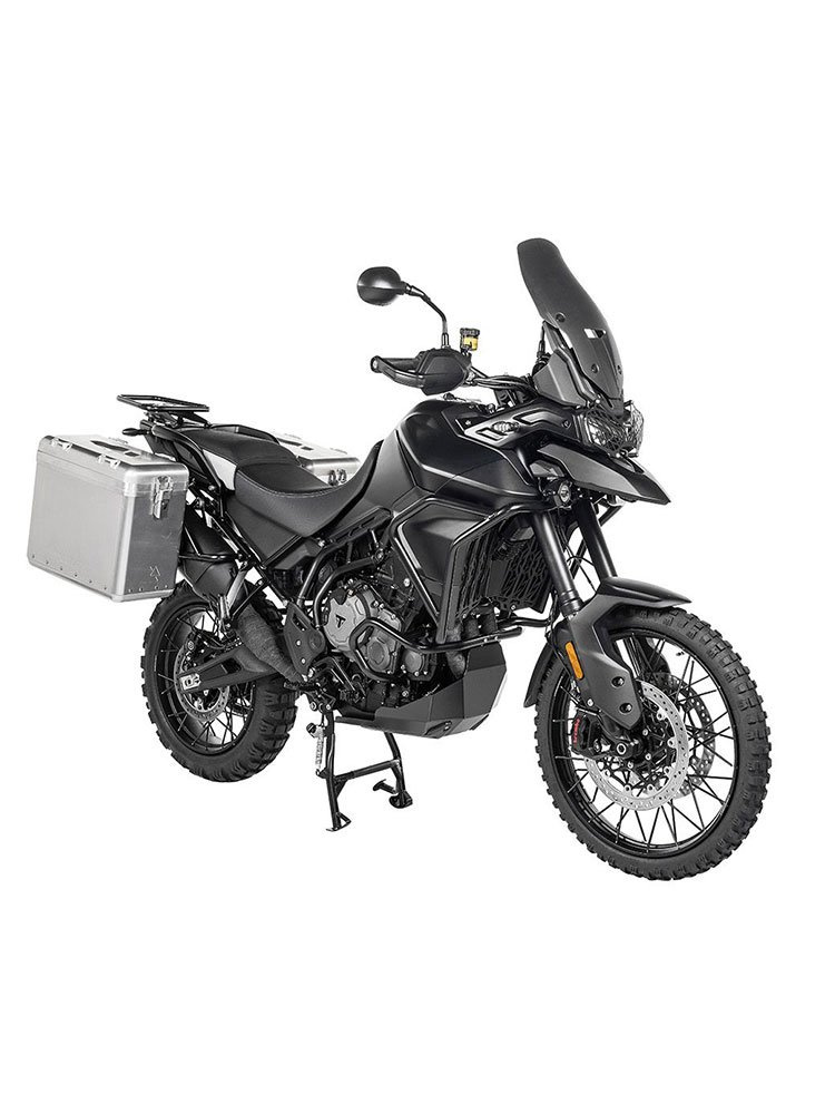 Zestaw: kufry boczne srebrne Zega Mundo + stelaże czarne Touratech Triumph Tiger 900 Rally / Pro / GT / GT Pro (19-) (38+45L)