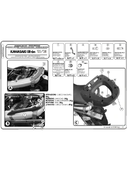 Stelaż pod kufer centralny Monolock Kappa Kawasaki ER-6N/ ER-6F 650 (05-08)[bez płyty montażowej]