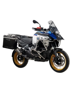 Zestaw: kufry boczne z anodowanego aluminium czarne Zega Pro + stelaże srebrne Touratech BMW R 1300 GS Adventure (24-) [poj.: 31+31l]