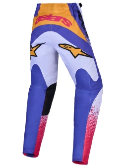 Spodnie cross dziecięce Alpinestars MX Fluid Drag biało-niebiesko-żółte