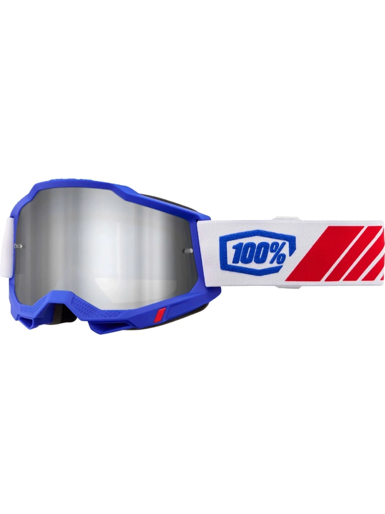 Gogle motocyklowe 100% Accuri 2 z szybką lustrzaną czerwono-biało-niebieskie