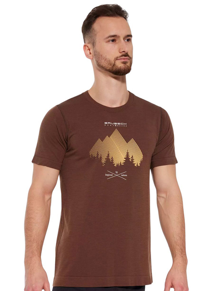Koszulka termoaktywna z krótkim rękawem Brubeck Outdoor Wool Pro brązowa