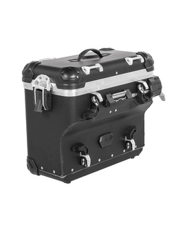 Zestaw: kufry boczne z anodowanego aluminium czarne Zega Evo X + stelaże srebne Touratech Yamaha Tenere 700 / World Raid (2 x 45L)