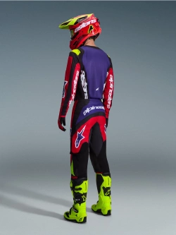 Spodnie cross Alpinestars MX Fluid Grid czarno-czerwone-fluo