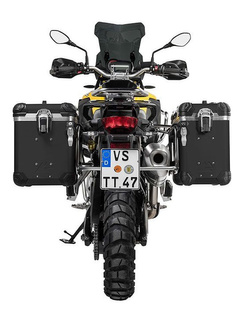Zestaw: kufry boczne z anodowanego aluminium czarne "And-Black" Zega Evo + stelaże srebrne Touratech BMW F850GS/ Adventure/ F750GS/ F900GS Adventure/ F800GS (24-) (38+45L)