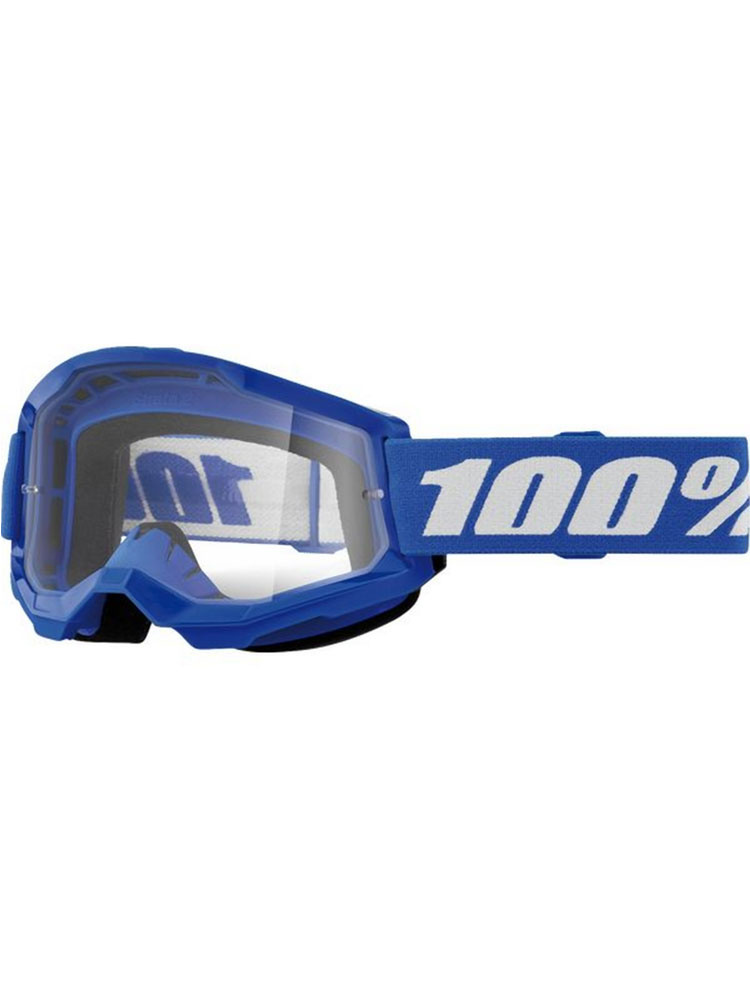 Gogle motocyklowe dziecięce 100% Strata 2 z przezroczystą szybką niebiesko-białe