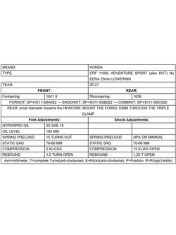 Zestaw obniżający wysokość motocykla Touratech Honda CRF1100L Africa Twin Adventure Sports (20-) [-25 mm]