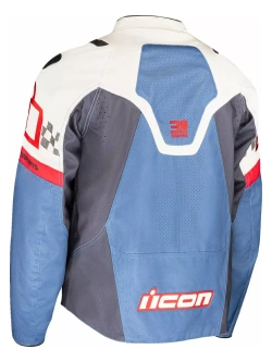 Kurtka motocyklowa tekstylna Icon Contra3 Hero niebiesko-biało-czerwona