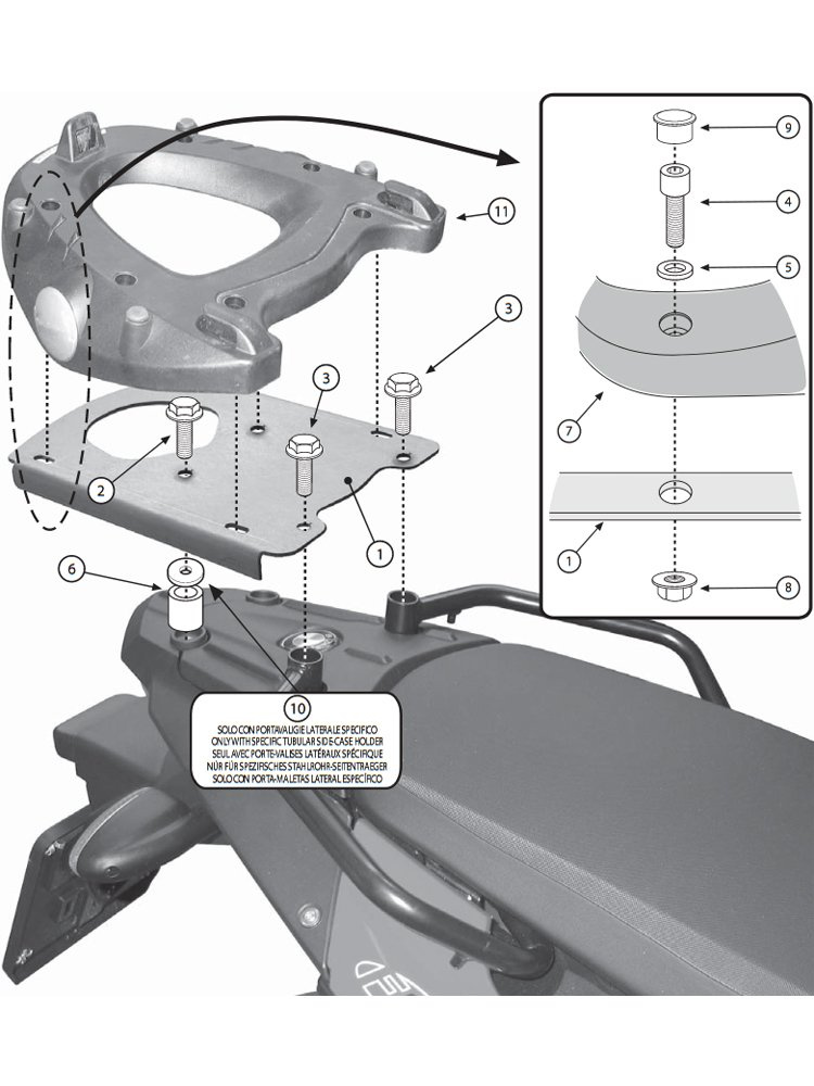 Stelaż Kappa pod kufer centralny Monokey BMW F 650 GS/ 800 GS [08-17]/ 700 GS [13-17]/ 800 GS Adventure [13-18][płyta Monokey w zestawie]