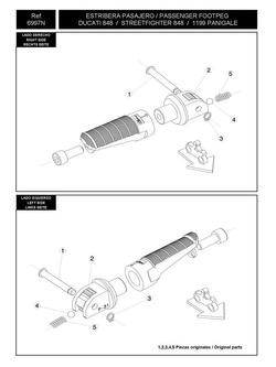 Mocowanie sportowych podnóżków PUIG do Ducati Panigale 899/ 959/ 1199/ 1299/V4/ Special/ S/ 1199 Superleggera/ Streetfighter 848/ Monster 1200 R (kierowcy lub pasażera)