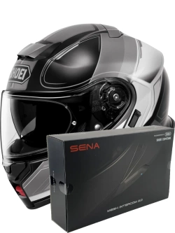 Zestaw: kask szczękowy Shoei Neotec 3 Sharpen TC-5 czarno-szary + dedykowany interkom motocyklowy Sena SRL 3