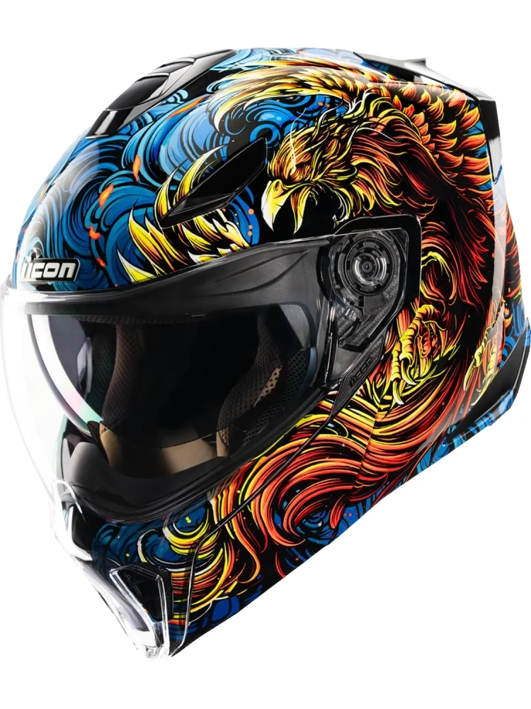 Kask modułowy Icon Threshold Burn Birdie Burn niebiesko-żółto-czerwony