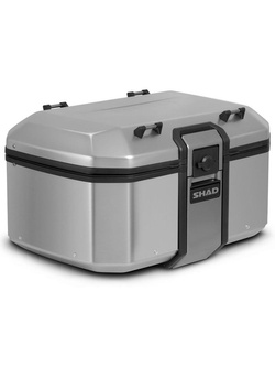 Kufer centralny aluminiowy SHAD TR55 Terra srebrny + plastikowa duża płyta montażowa [pojemność: 55 l]