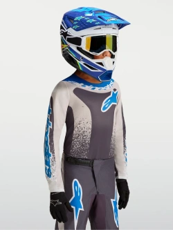 Bluza cross dziecięca Alpinestars MX Fluid Drag szaro-niebieska