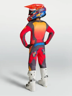 Spodnie cross dziecięce Alpinestars MX Fluid Hunt czerwono-niebiesko-pomarańczowe
