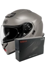 Zestaw: kask szczękowy Shoei Neotec 3 Chalk szary + dedykowany interkom motocyklowy Sena SRL 3