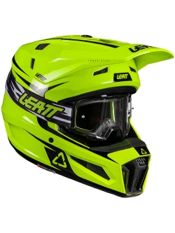 Kask dziecięcy enduro Leatt Moto 3.5 V25 z goglami czarno-szarymi-fluo