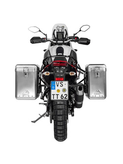 Zestaw: kufry boczne srebrne Zega Mundo + stelaże czarne Touratech Yamaha Tenere 700 / World Raid (31+38L)