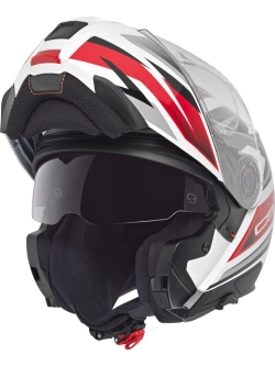 Zestaw: Kask szczękowy Schuberth C5 Zenith biało-czarno-czerwony połysk + dedykowany interkom motocyklowy